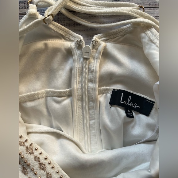 NO LONGER AVAILABLE Lulus Meet Me in Madrid White Beaded Maxi Dress Boho Size S - Picture 10 of 15